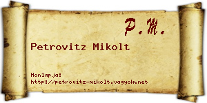 Petrovitz Mikolt névjegykártya